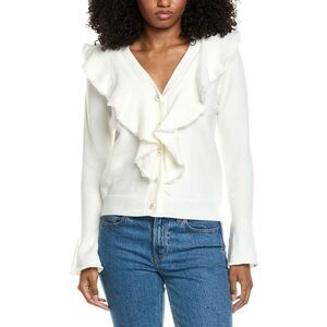 Fate Womens  Pearl Trimmed Cascading Ruffle Blouse, White